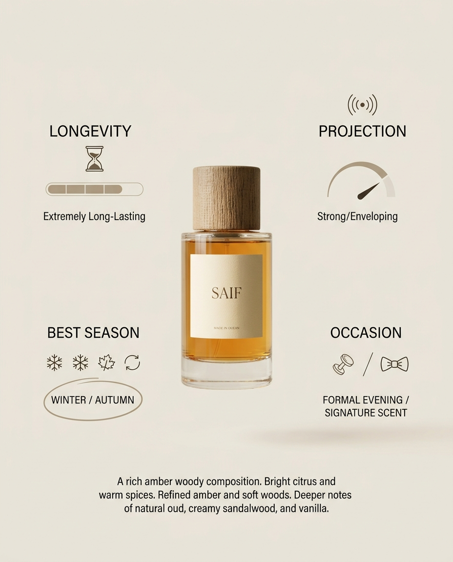 SAIF Oud Perfume for Men | Bold Oriental Woody Fragrance | Ansar Oud